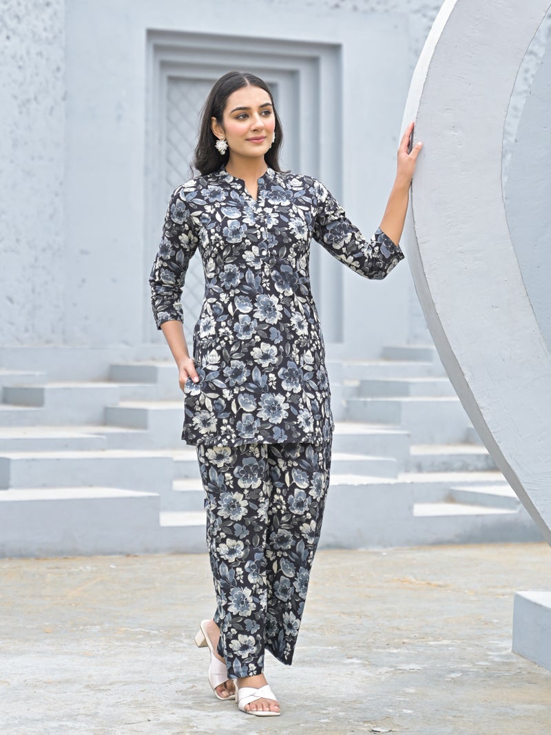 Shifory Black Cotton Kurti Palazzo Set for Women - Image 4